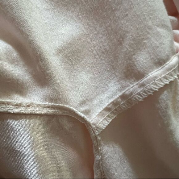 Elise Stevens Vintage Satin Flannel Lined High Neck Lace Ribbon Long Nightgown M - Picture 8 of 13